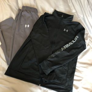 2-piece boys Under Armour set zip up & sweatpants
